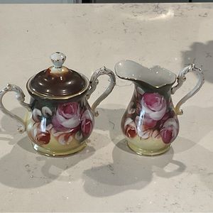 Limoges Creamer & Sugar Bowl w/Rose’s marked on the bottom Limoges China